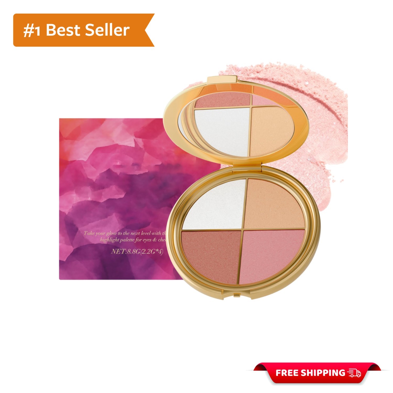 Glow Wardrobe Palette, Highlighting Eye & Cheek Palette - Rich Glow Shades