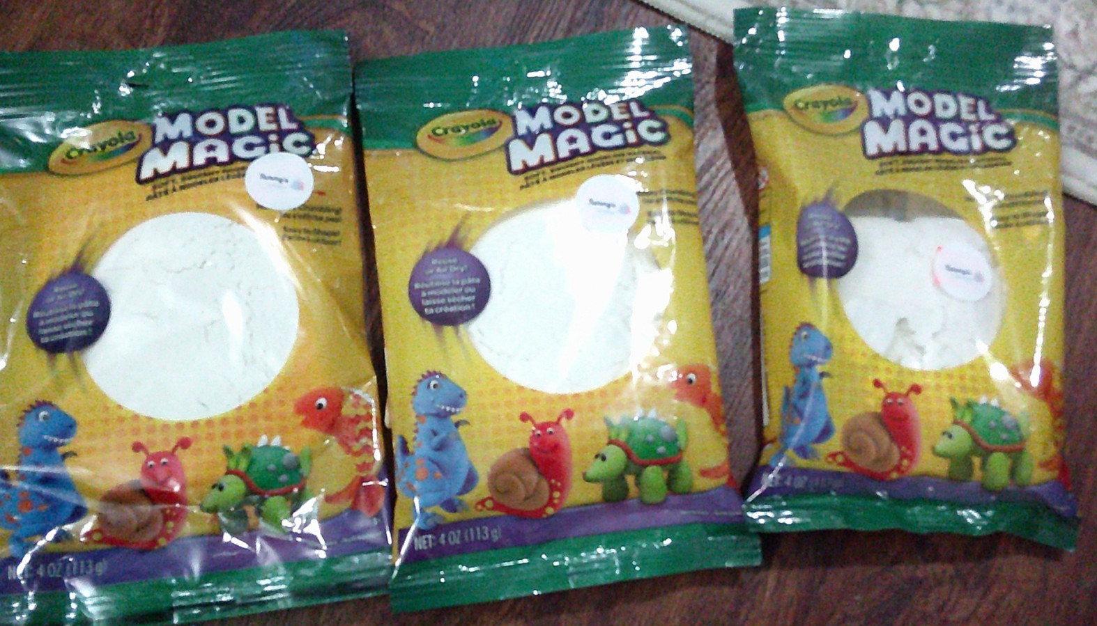 3 NEW Crayola Model Magic WHITE Air dry clay 4 oz bags