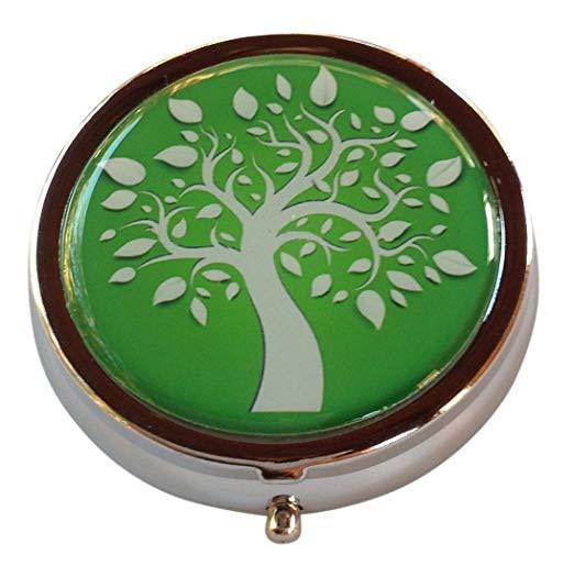 Tree of Life Small Daily Medication Pill Box Organizer Case, Pocket Purse Travel