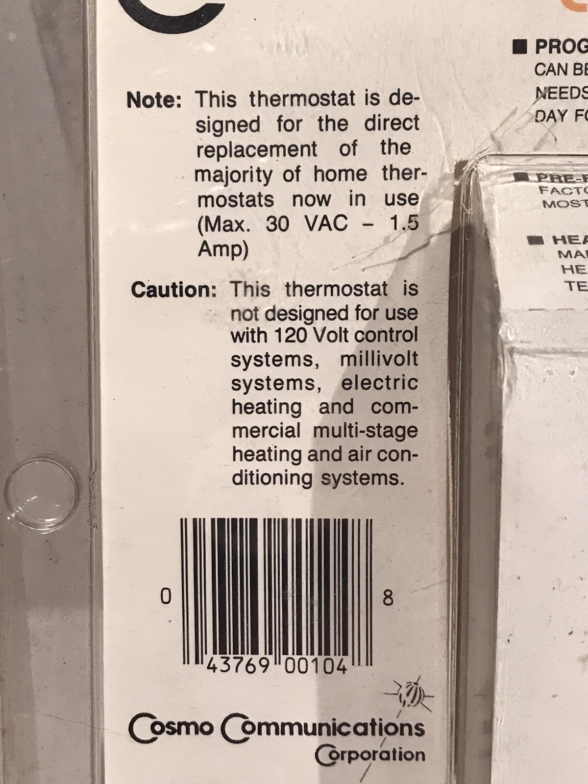 Thermostat "The Economizer" 4 Program Periods Day By Cosmo VTG Programmable