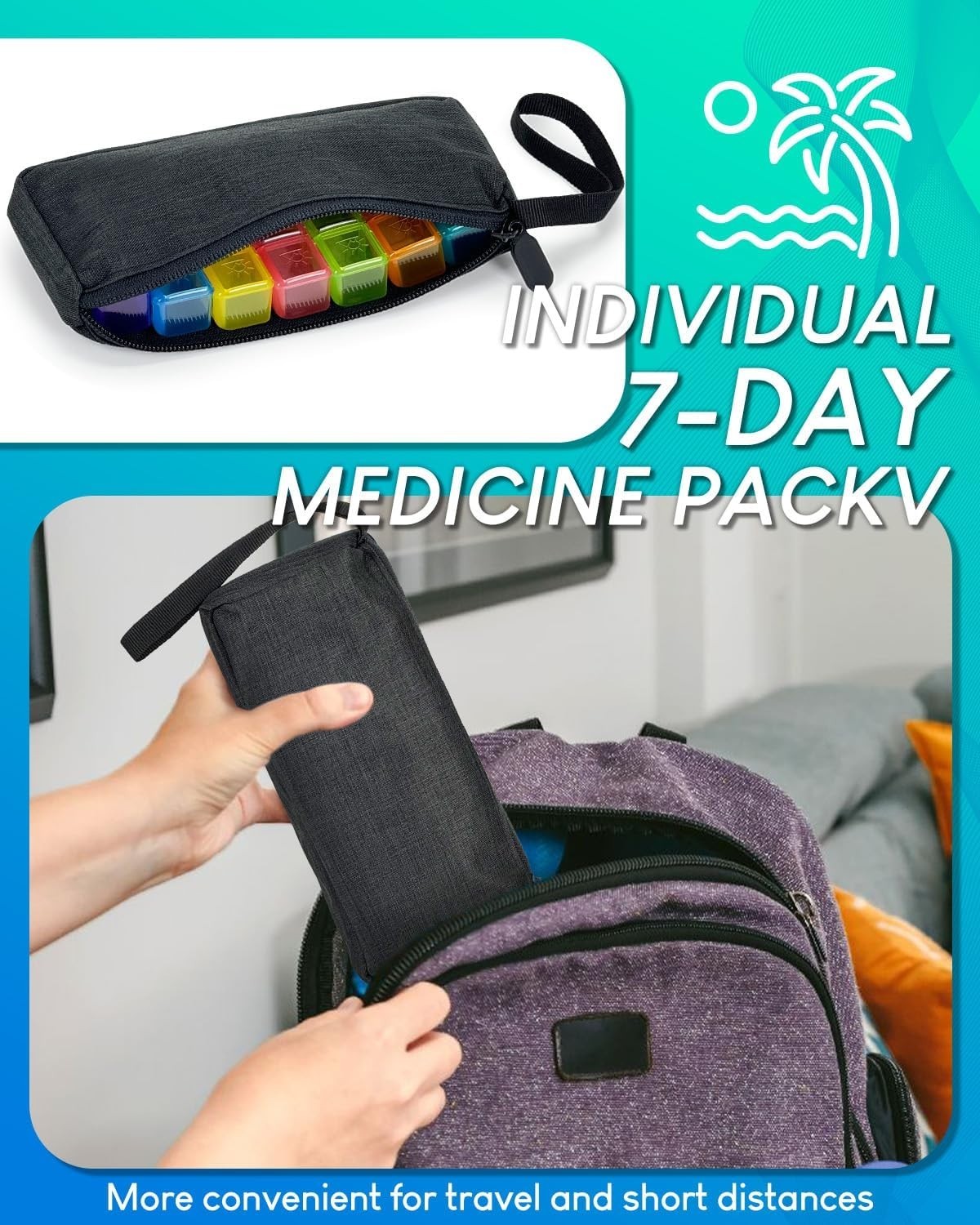 Hard Shell Black Pill Organizer - 31 Compartments for Easy Medication Management