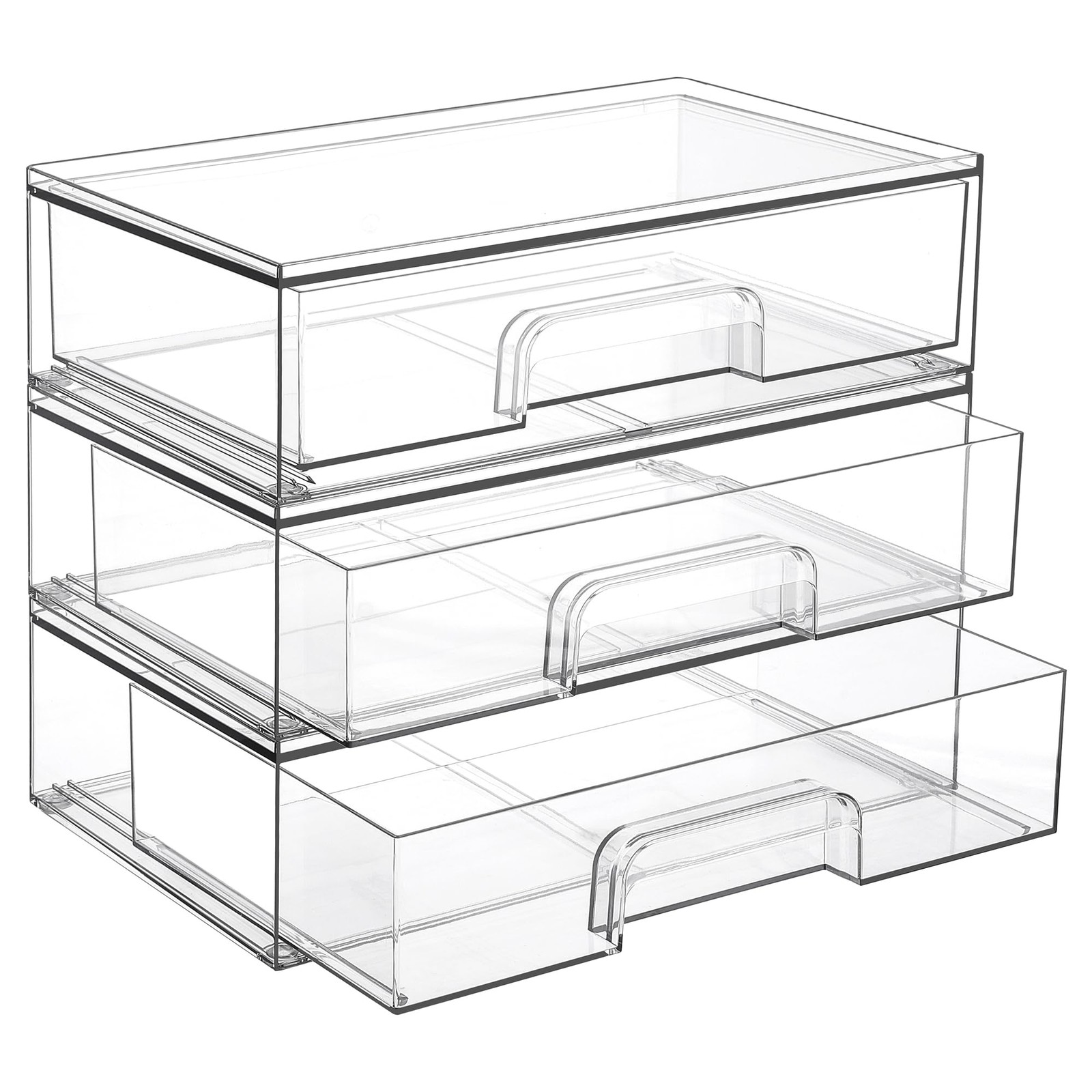 Vtopmart 12.1''W Clear Stackable Storage 7.5"D x 12.1"W x 3.5"H, clear
