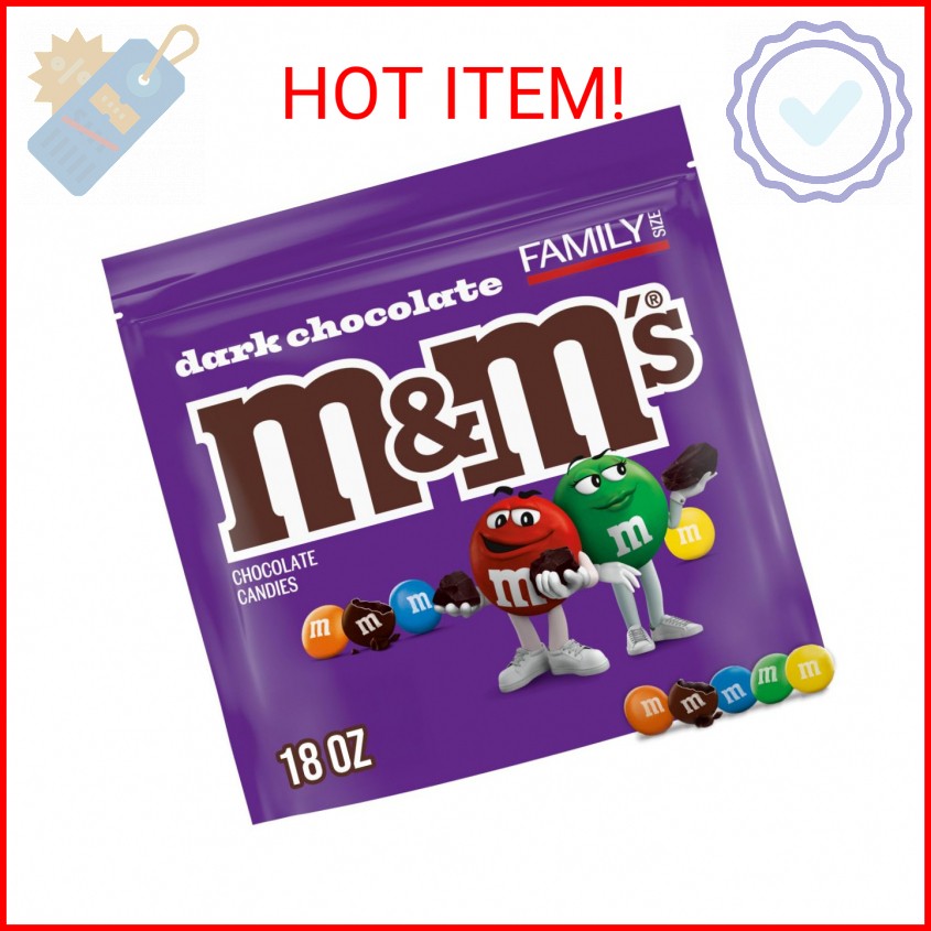 M&M'S Dark Chocolate Graduation Party Candy, Family Size, 18 Oz Bulk Bag
