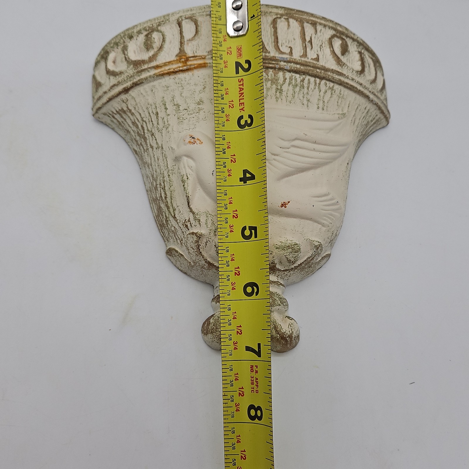 1976 Rustic Cream Gold Cast Metal Wall Pockets Planters Decor