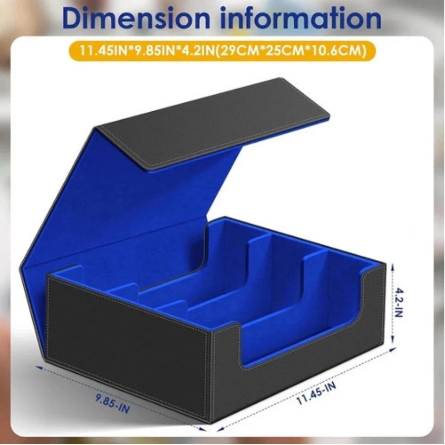 Trading Card Storage Box for 1800+, Leather Storage Box with Strong Closure New
