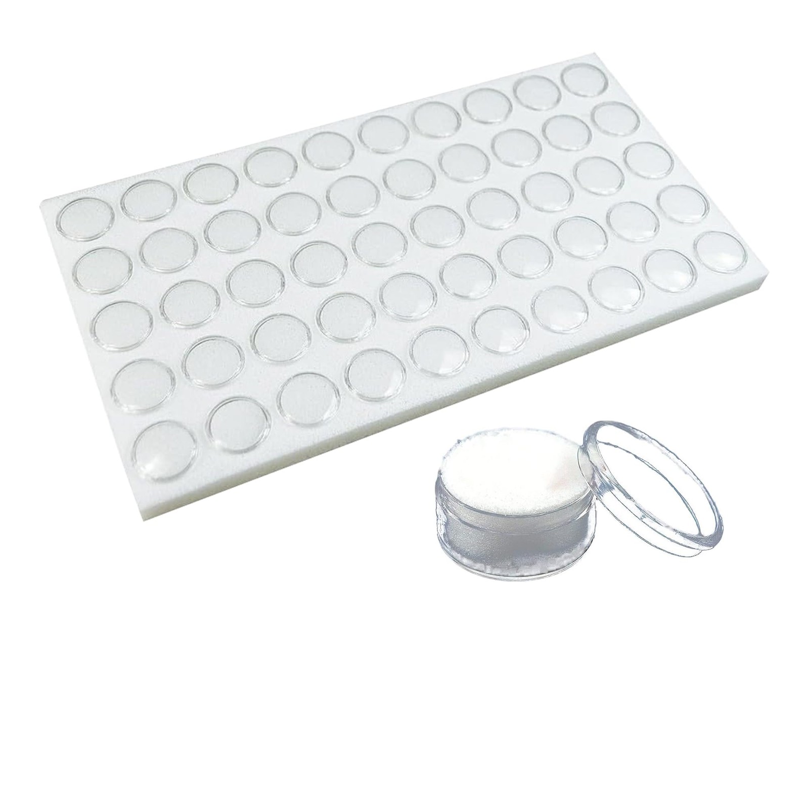 Gemstone Display Case 50 Gem Storage Box White Foam Jewelry Organizer Tray Jar
