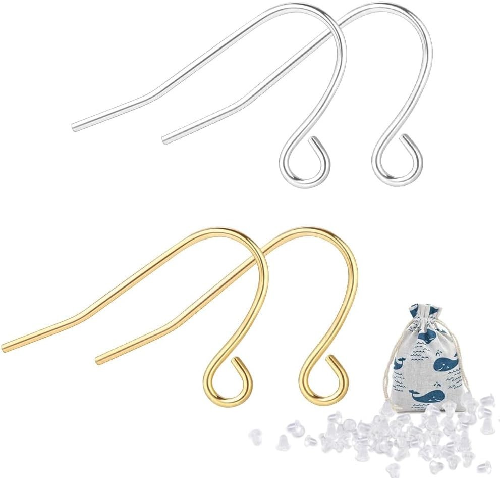 925 Sterling Earring Hooks 200PCS Silver+14K Gold Jewelry Making Supplies Hyp...