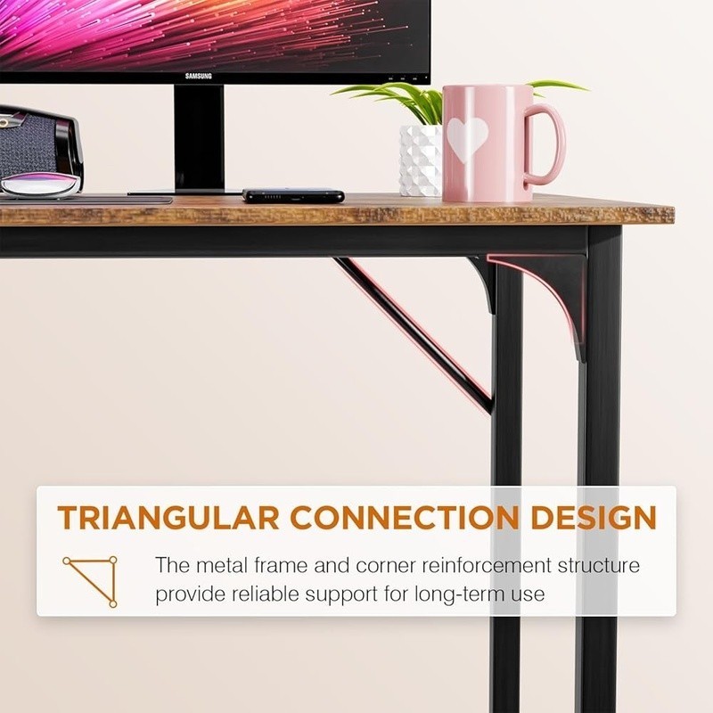 Compact Computer Desk Small Metal Frame Sturdy Writing Table Home Office Gaming