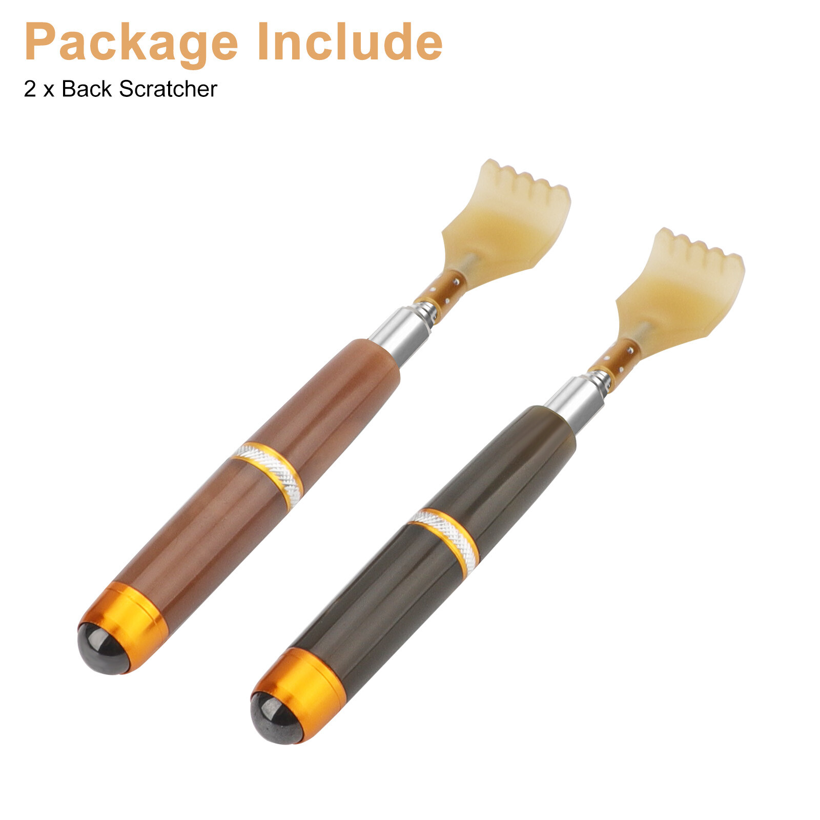 2x Telescoping Back Scratcher, Portable Relieve Itching Tool, Acupoint Massager