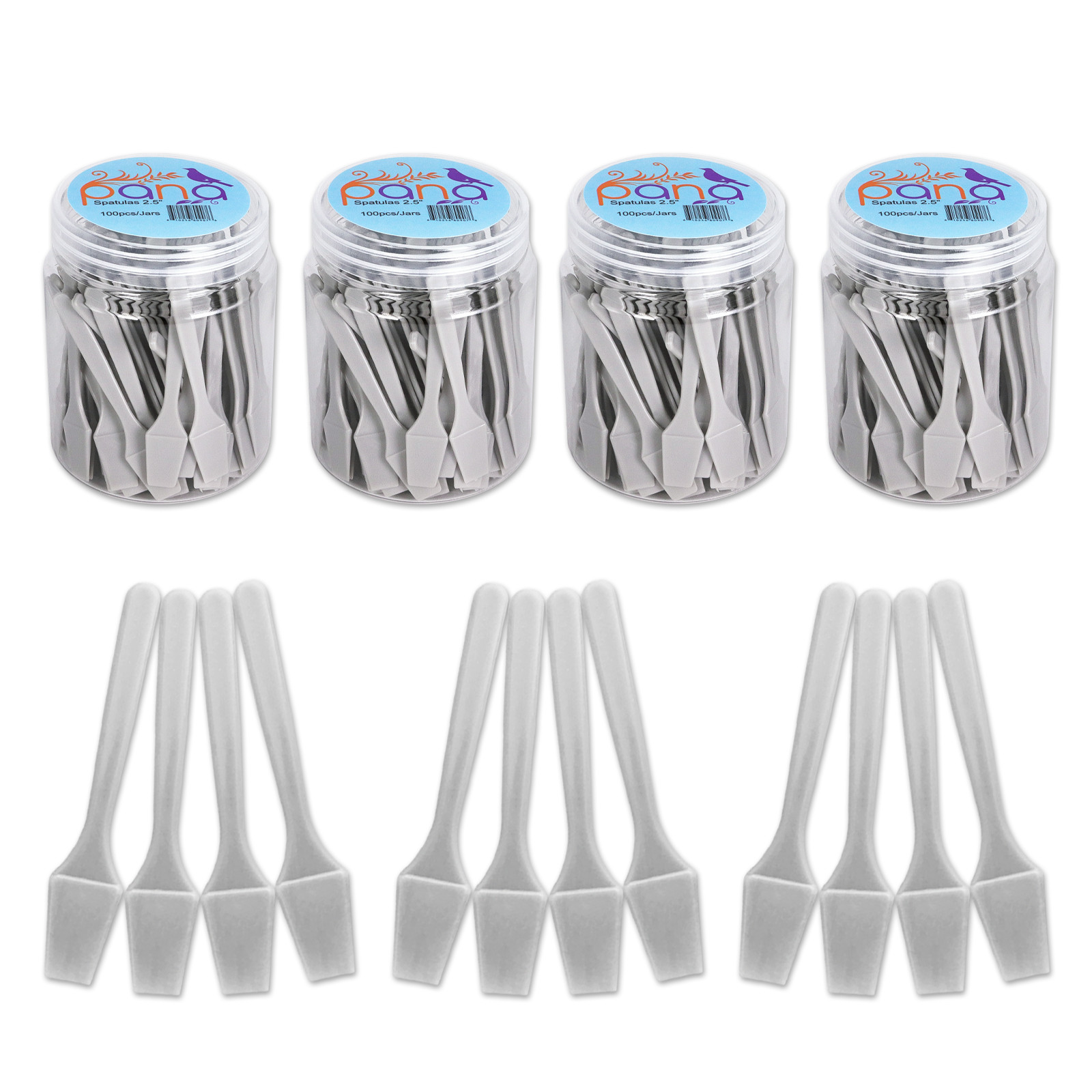 4 Can Pana 2.5" Gray Mini Plastic Makeup Cosmetic Facial Mask Spatula Scoop
