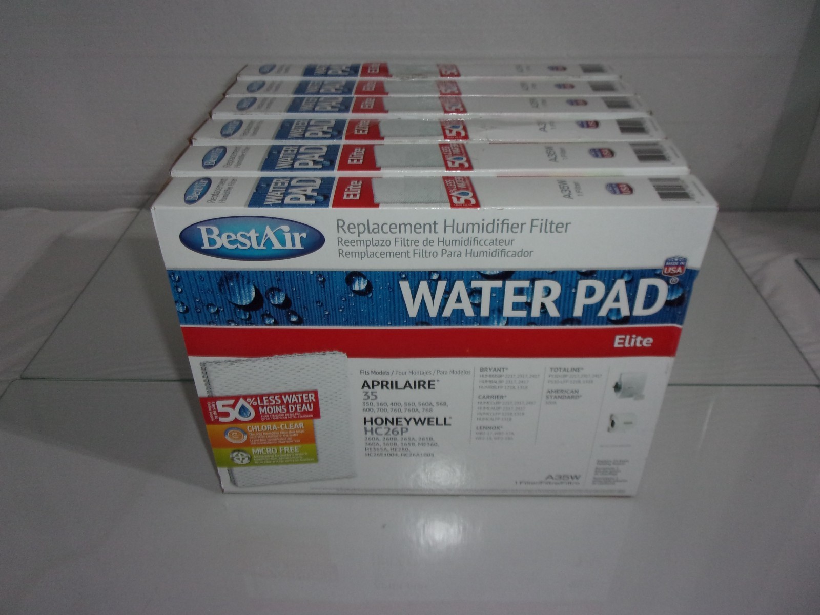 6 Pack Filters BestAir Water Pad Elite A35W Humidifier Wick Filters  A35W-PDQ-6