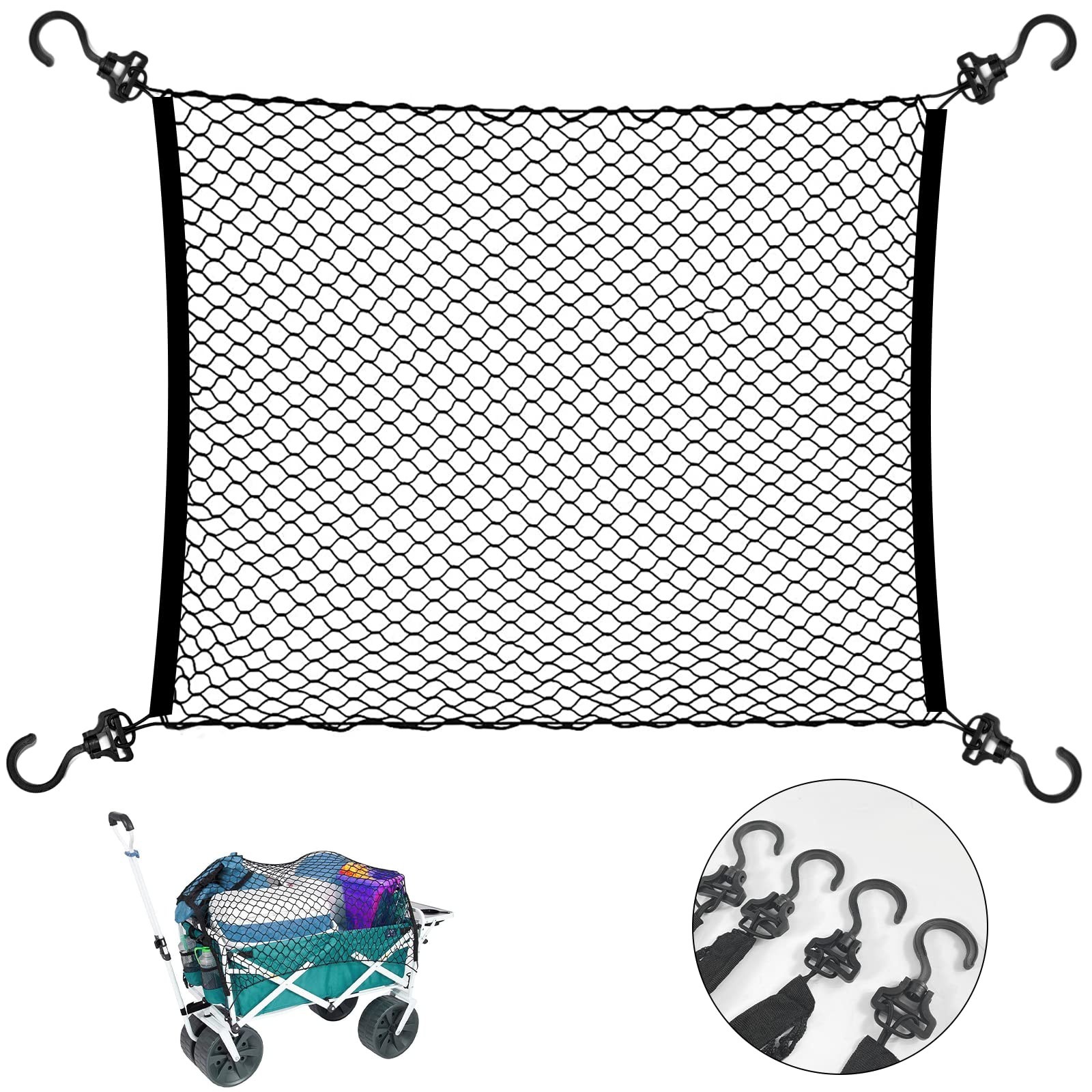 Cargo Net for Beach Cart, Car Cargo Nets for Utility Folding Wagon, Garden Ca...