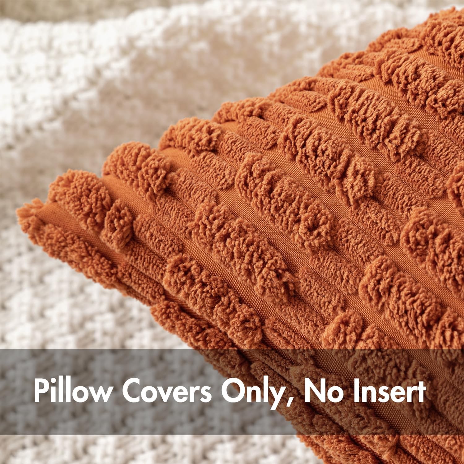 MIULEE Fall Pack of 2 Corduroy Decorative Throw 18" x (Pack 2), Rust