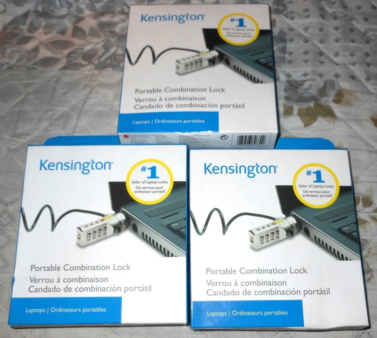 3 New In Sealed Box Kensington Laptop Security Portable Combination Cable Lock