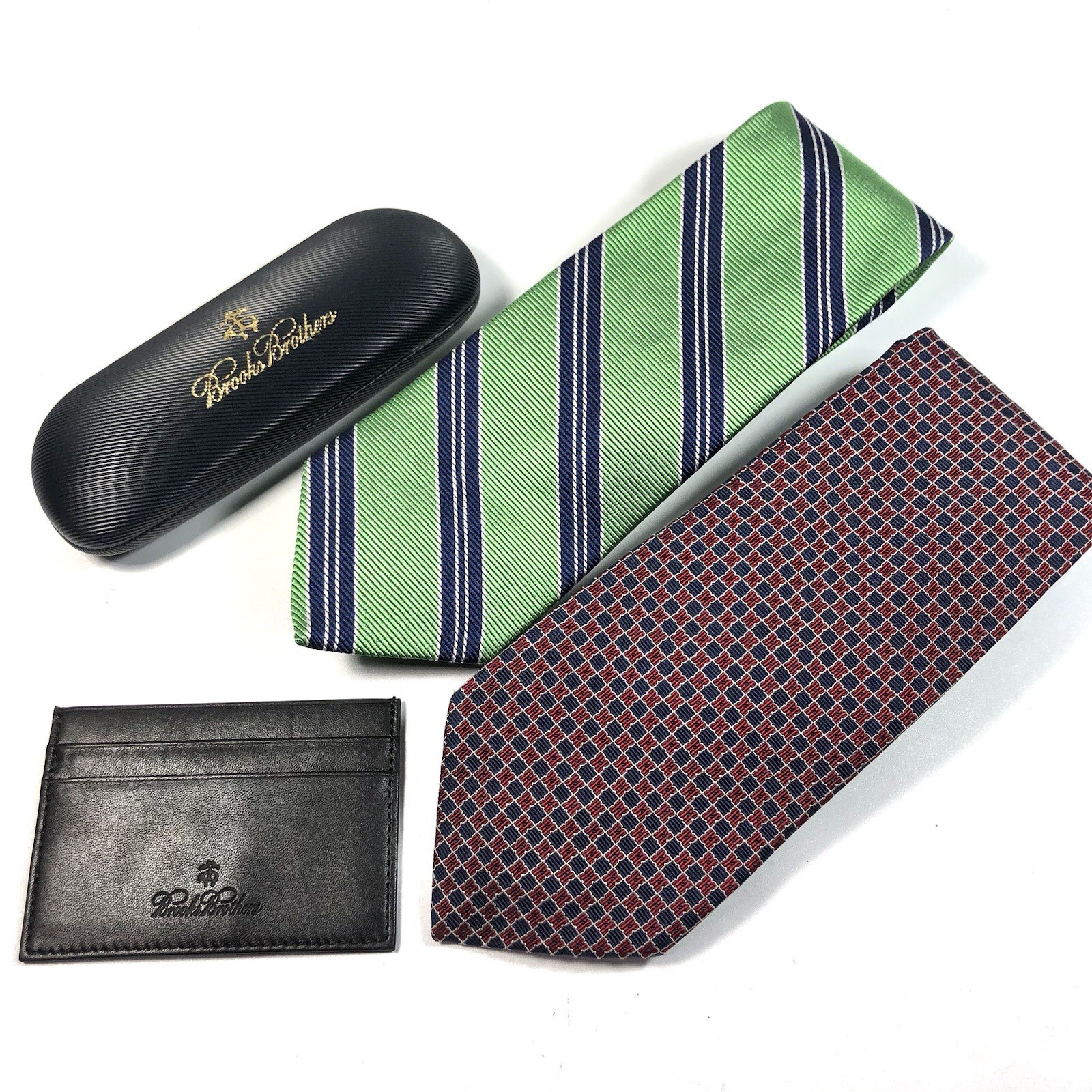 Brooks Brothers Vintage Neck Tie Card Wallet Eye Glass Case Set Of 4 Excellence!