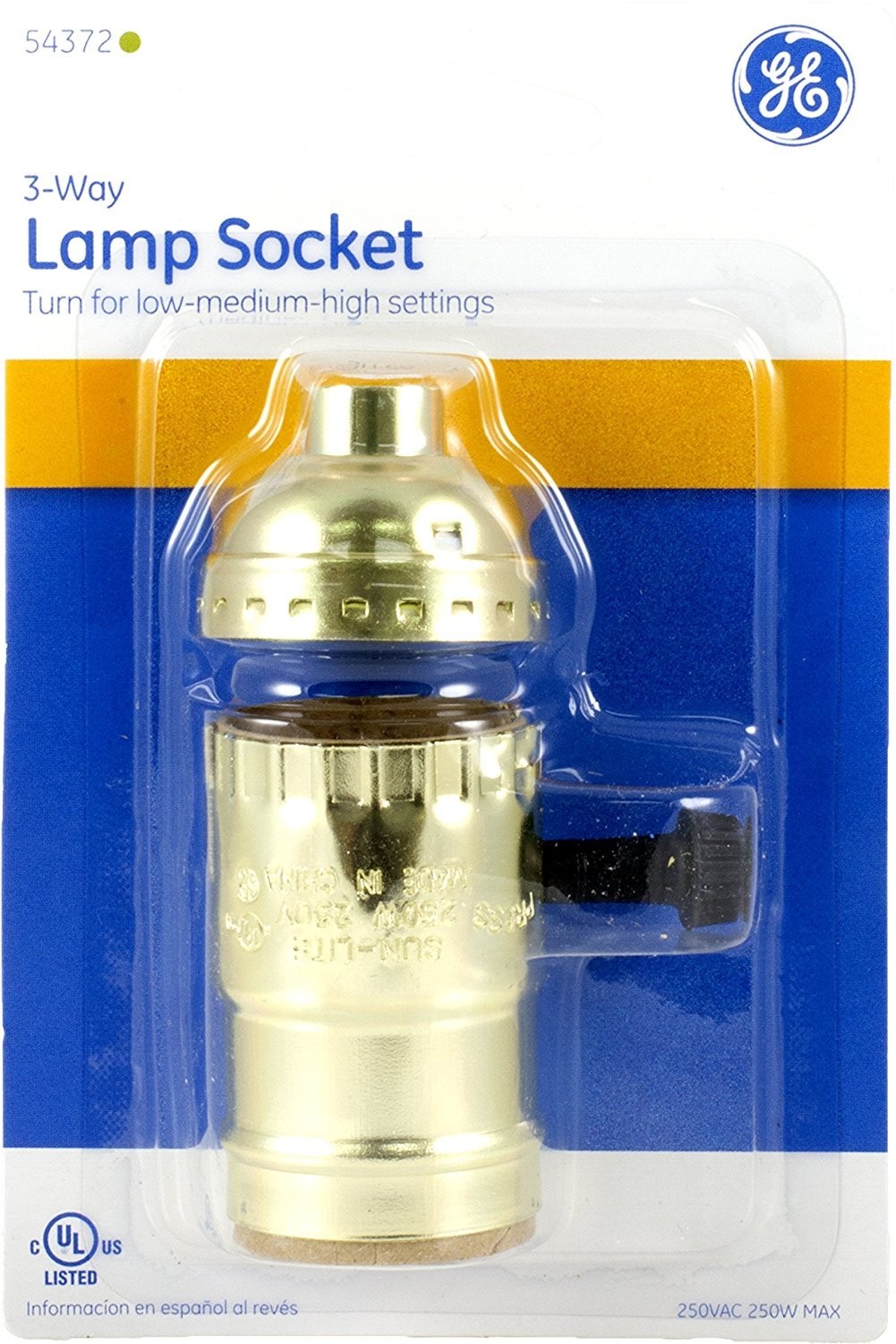 Power Gear 3 Way Lamp Socket Replacement Gold Finish For Diy Lighting Projects