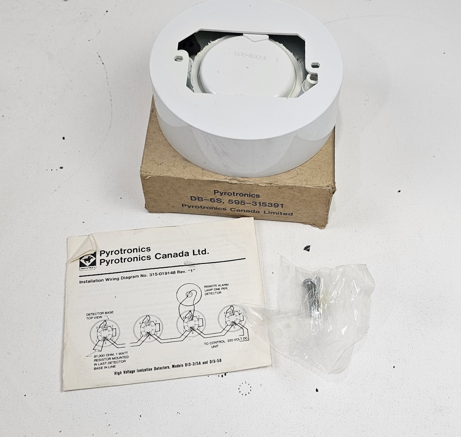 Pyrotronics DB-6S 595-315391 Detector Surface Mounting Base Assembly