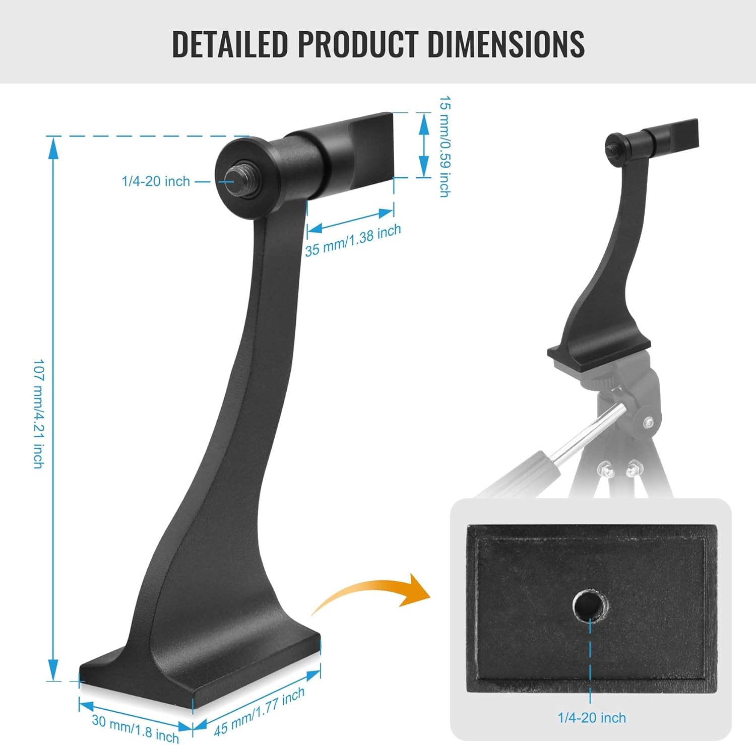 Binocular Tripod Adapter with Quick Release 1/4 Inch Threading Detachable Mount