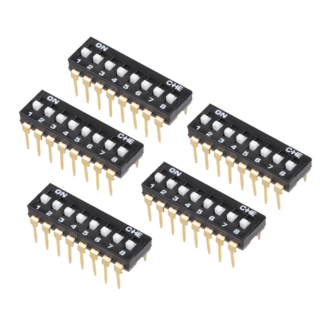 5pcs Black DIP Switch 1-8 Positions 2.54mm Pitch for Breadboards PCB