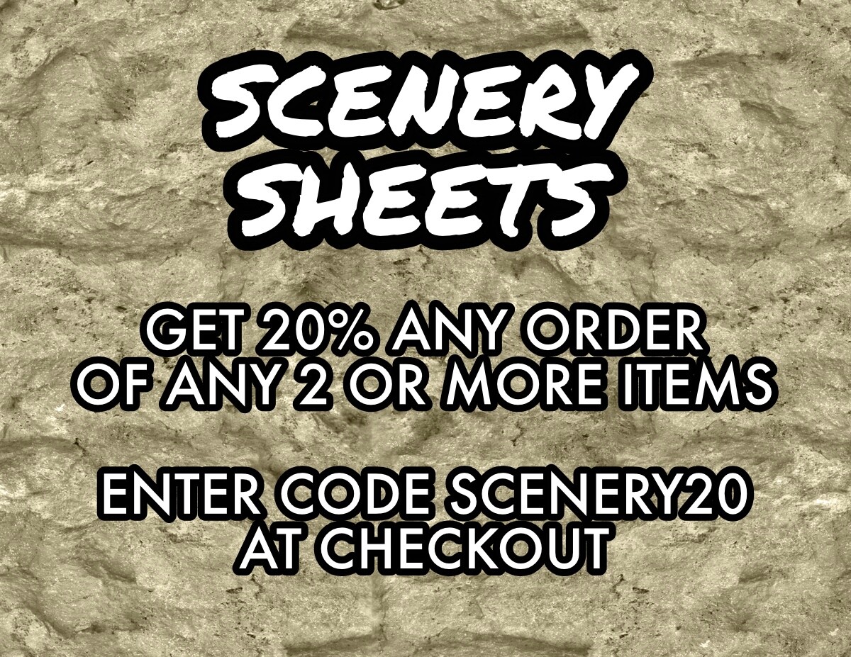 HO Scale Concrete Model Train Scenery Sheets –5 Seamless 8.5x11 Gray