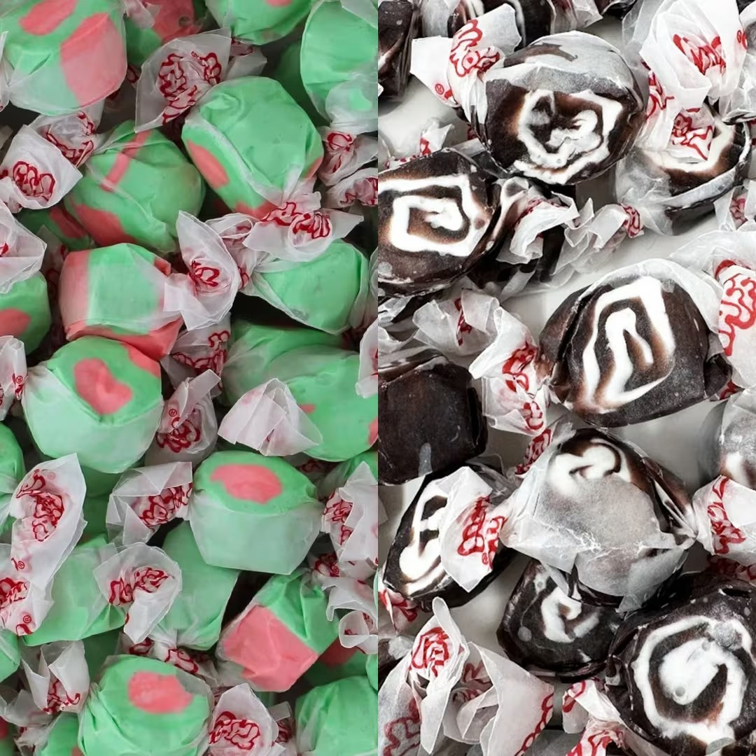 Taffy Town Salt Water Taffy Candy Mix – Watermelon & Licorice Swirl Flavor Candy