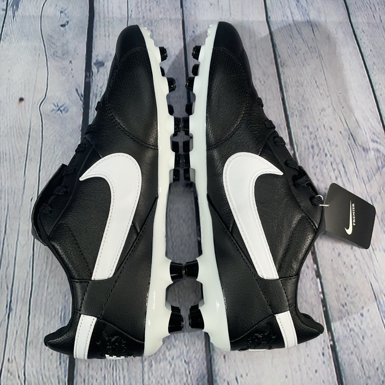 Nike Premier III 3 FG Soccer Cleats Black White Leather AT5889-010 Mens Sz 7