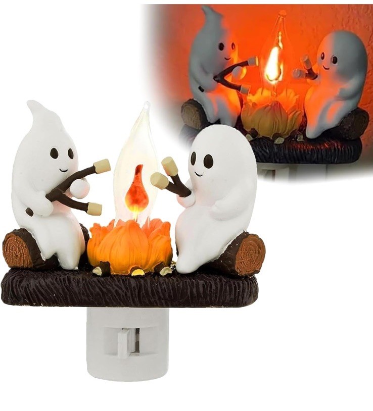 Ghost Campfire Flickering Nightlight Fire Marshmallow Night Light Halloween Lamp