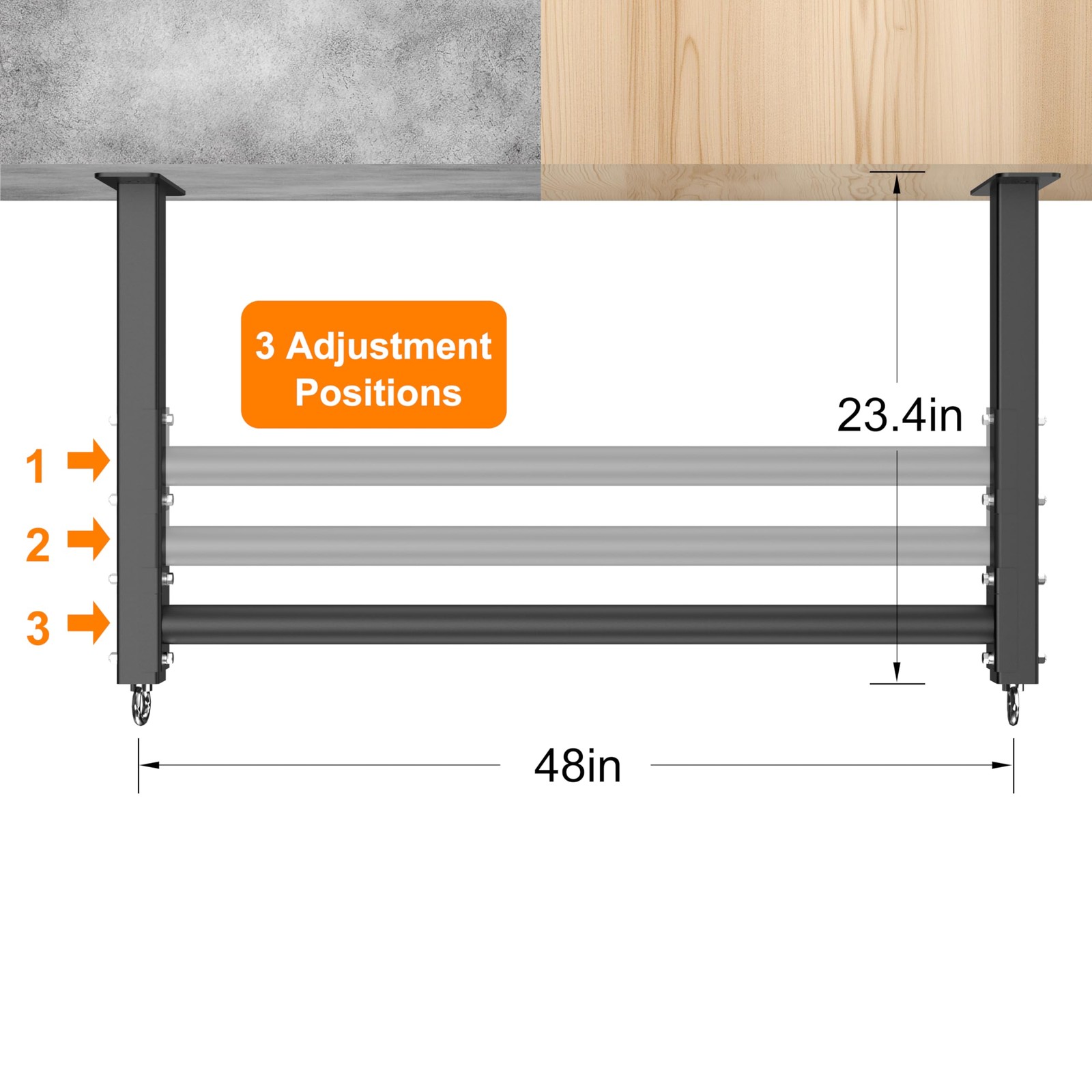 Ceiling Mounted Pull Up Bar, 3 Adjustable Heavy Duty Pull Up Bars, 16"/24" Ra...