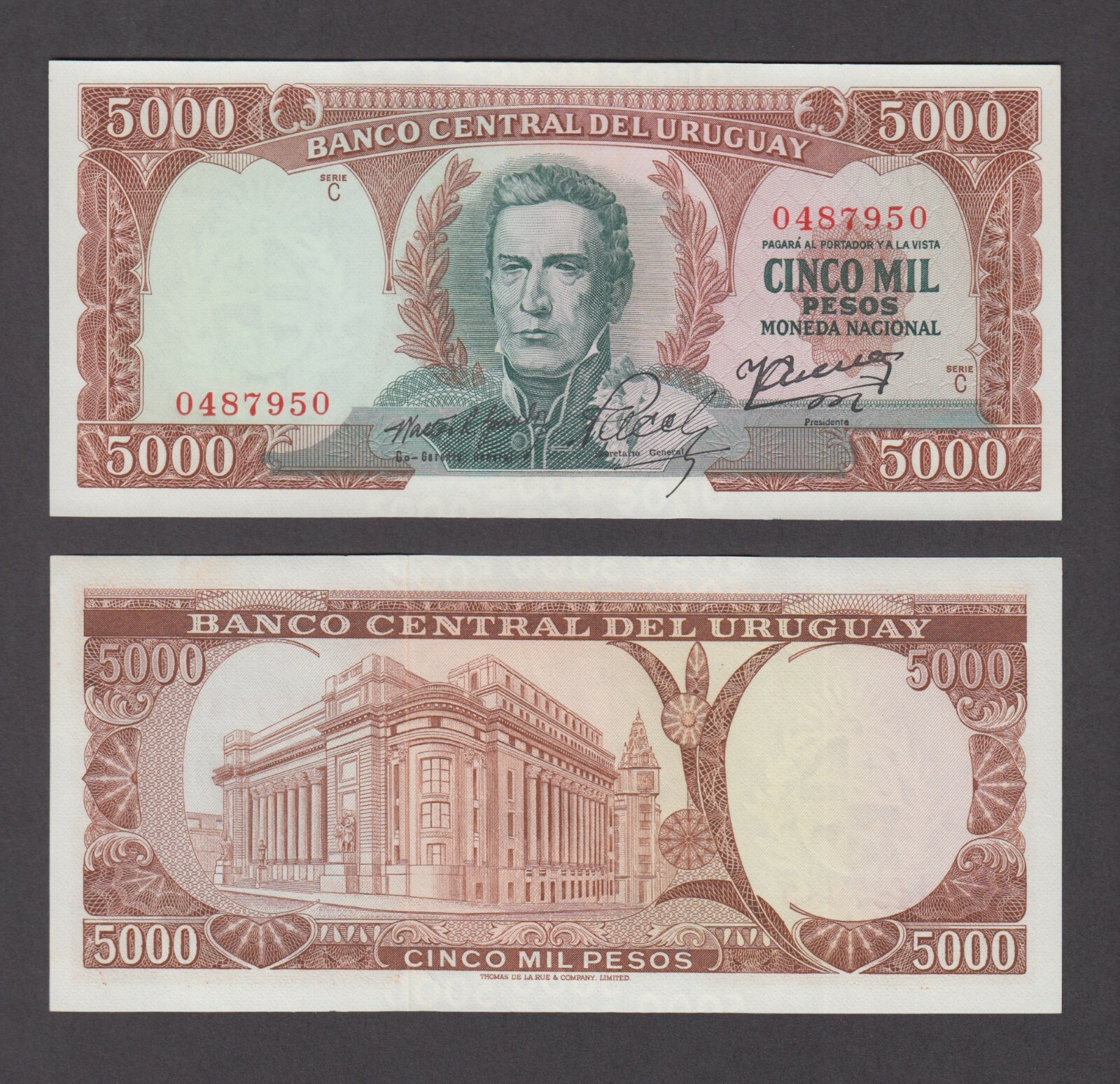 URUGUAY  P.50b  5,000 5.000 5000 PESOS SERIE C  UNCIRCULATED  WE COMBINE yyy