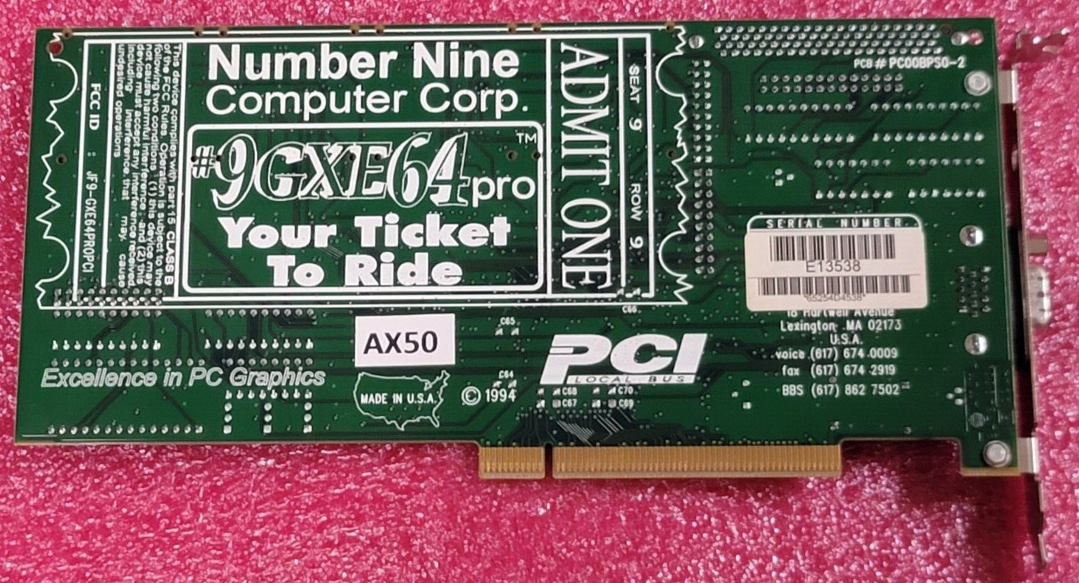 #9 Number Nine GXE64 Vision 86C96e PCI Rare VGA Video Card DOS retro Gaming#AX50