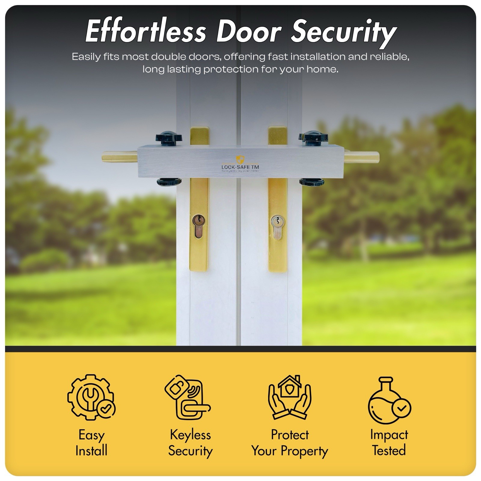DOUBLE DOOR LOCK - FRENCH DOOR LOCK - DEAD LOCK - SECURITY DOOR LOCK - UK