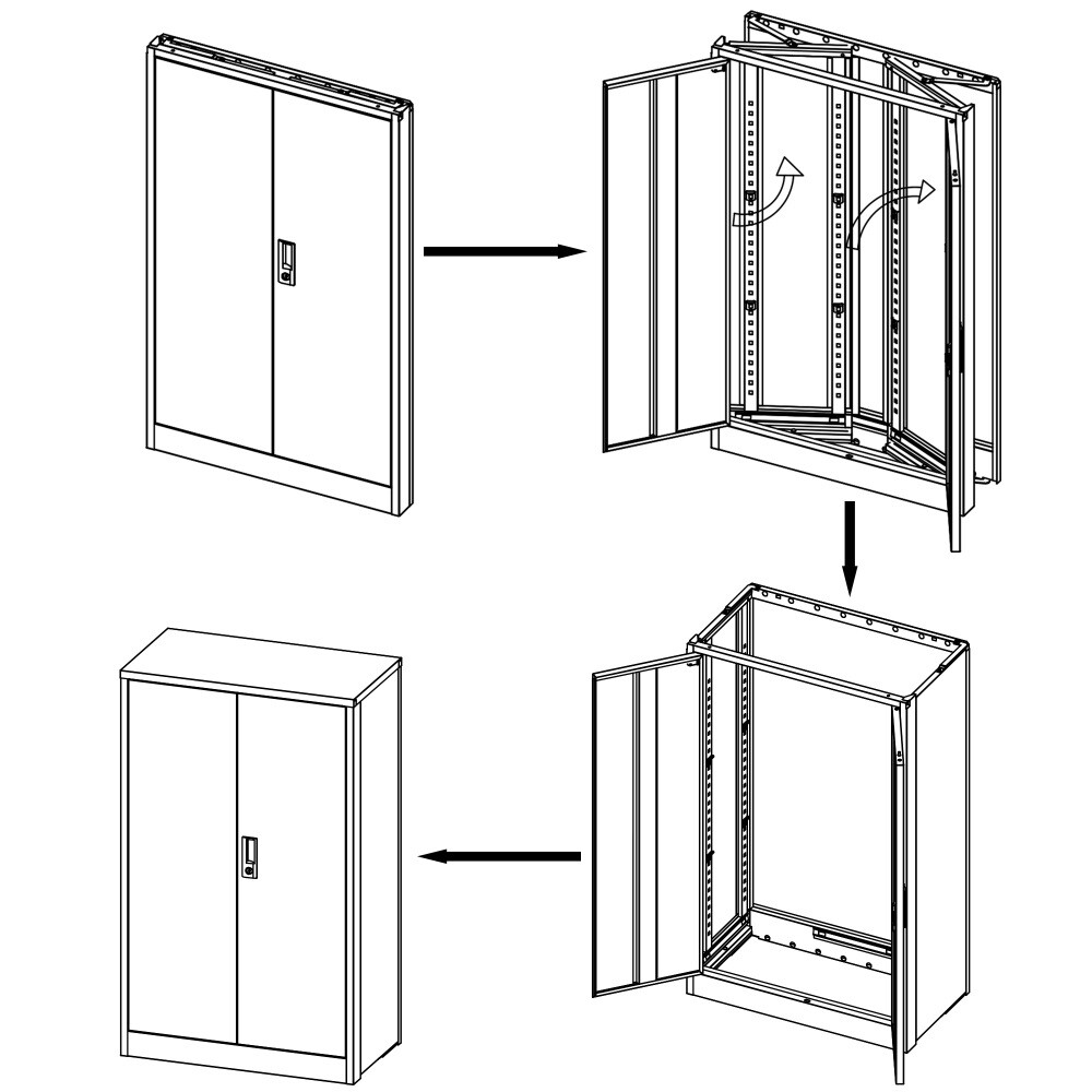 42" Adjustable Divider Folding Storage Cabinet Lockable, for Office Garage