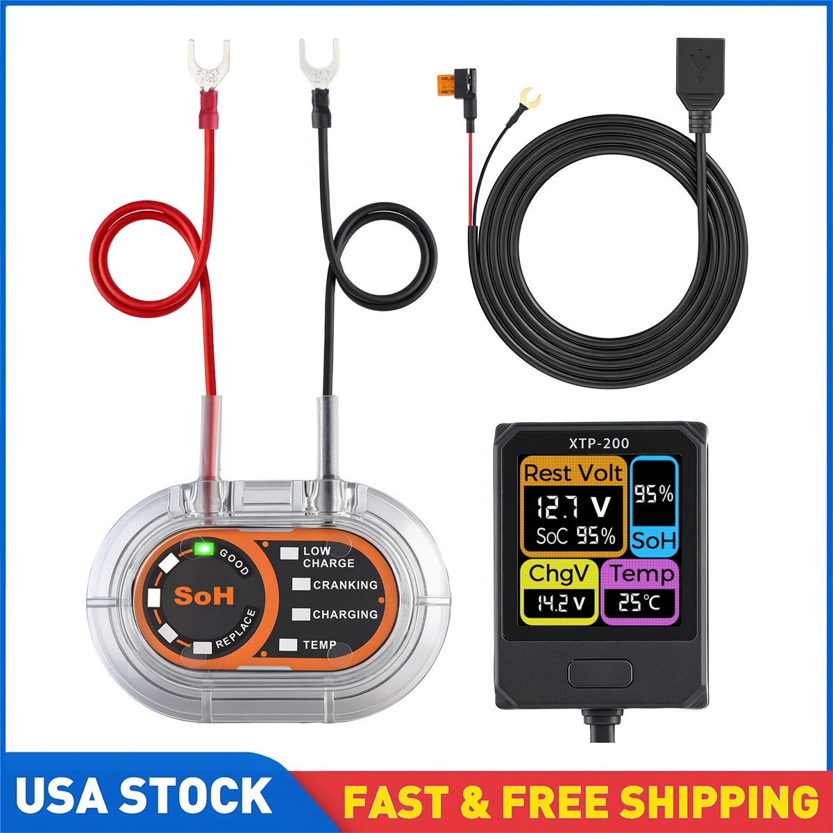12V Car Battery Load Health Monitor Tester Analyzer Temperature Sensor Alarm AU