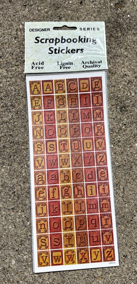 VINTAGE STICKERKING SCRAPBOOK STICKERS ABC ALPHABET RIVET LOOK