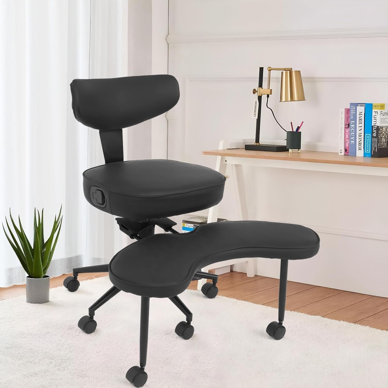 ELECWISH Criss Cross Legged Chair w/ Wheels Armless Swivel Office Desk Chair