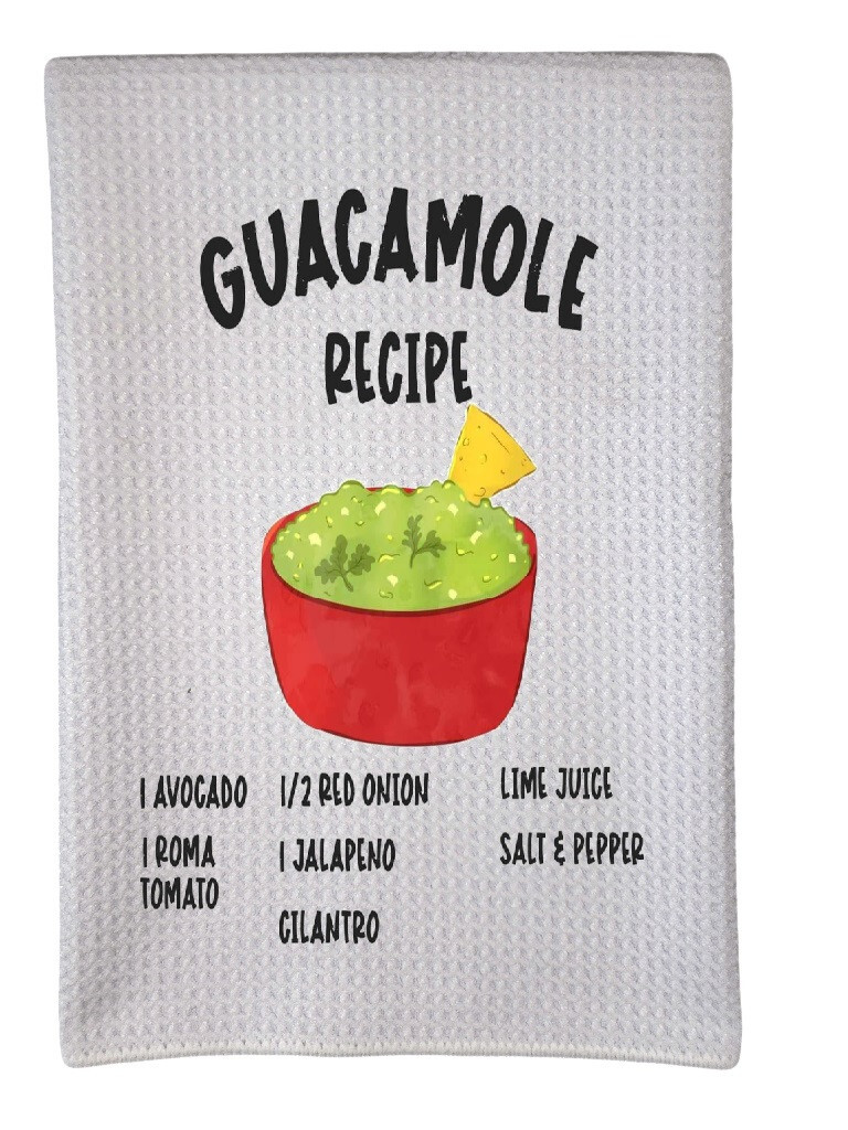 Guacamole Dip Appetizer Recipe Sublimation 16"x24" Waffle Towel Trifold wwt-047