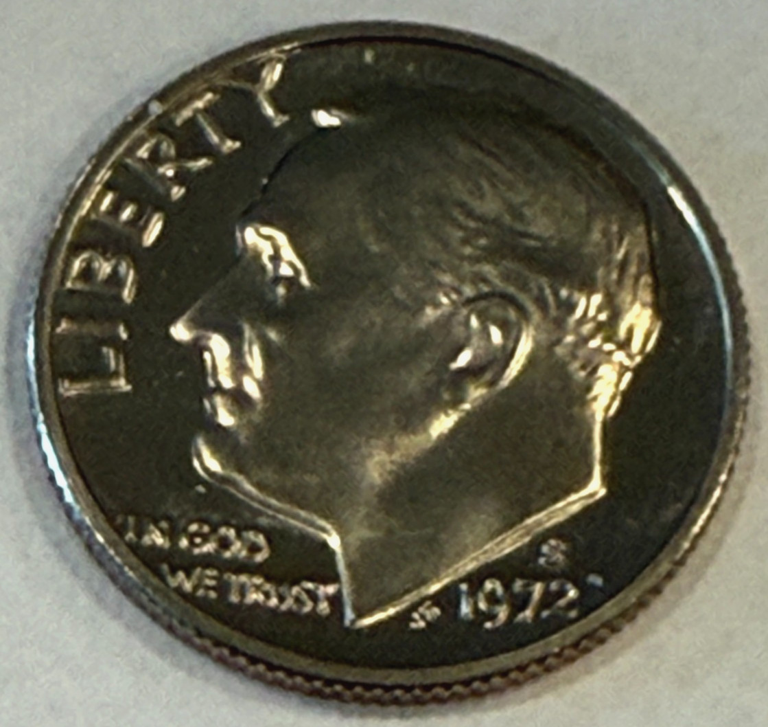 1972-S Roosevelt Dime Deep Cameo Proof receive coin pictured