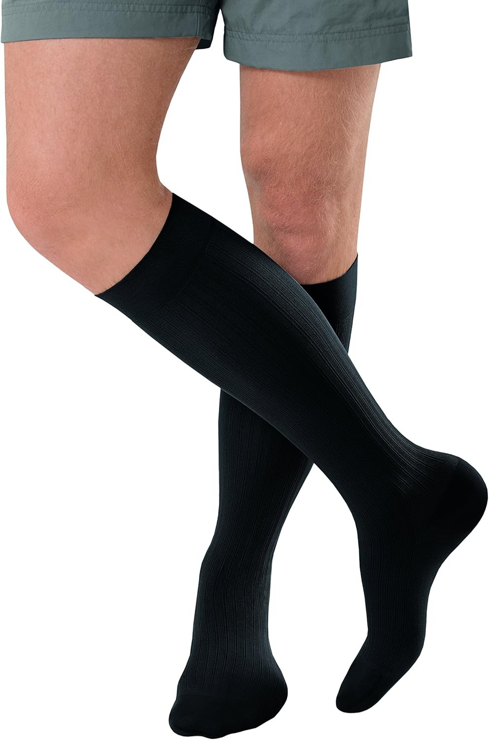 JOBST forMen Ribbed Dress Socks SoftFit Band Closed Toe 15-20mmHg Black Size 5 L