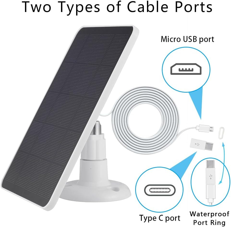 Solar Panel Compatible with Simplisafe Outdoor Camera Series 2 Wireless, 4W 5V