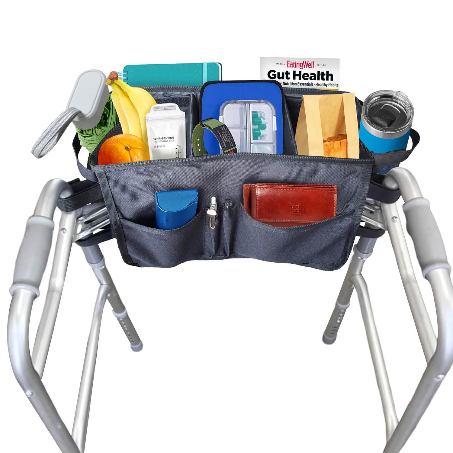 Upgraded Walker Basket Walker Accessories for Folding Walker with Water Cup H.