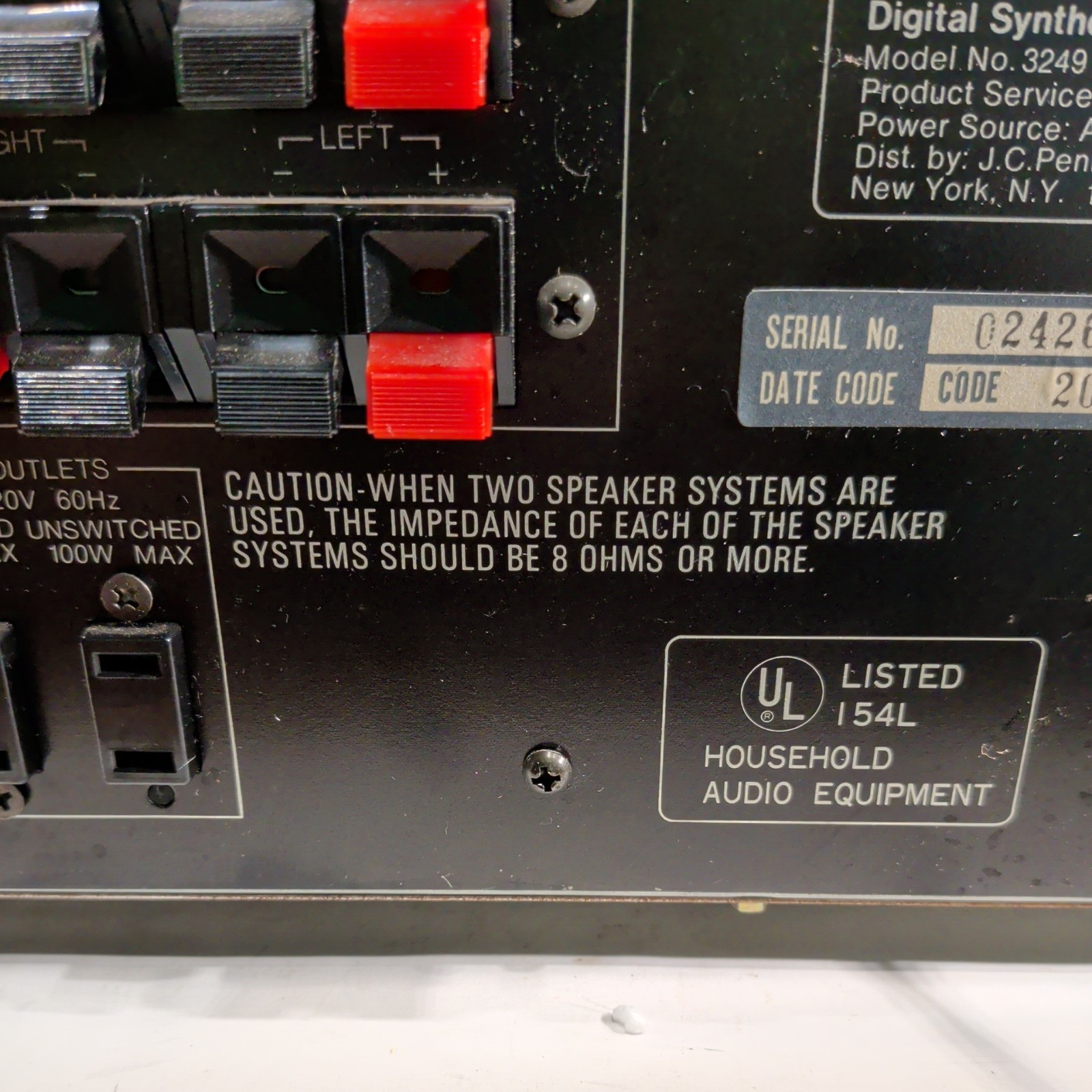 MCS 3249 Modular Component Systems Digital Synthesized Stereo Receiver