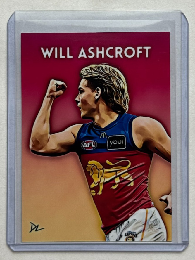 Will Ashcroft Limited Edition Artist Signed Brisbane Lions AFL Trading Card 1/10