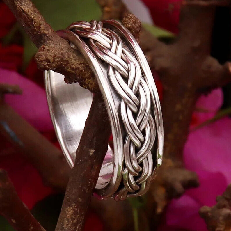 Solid 925 Silver Spinner Thumb Ring Handmade Sterling Women Ring All Size SR34