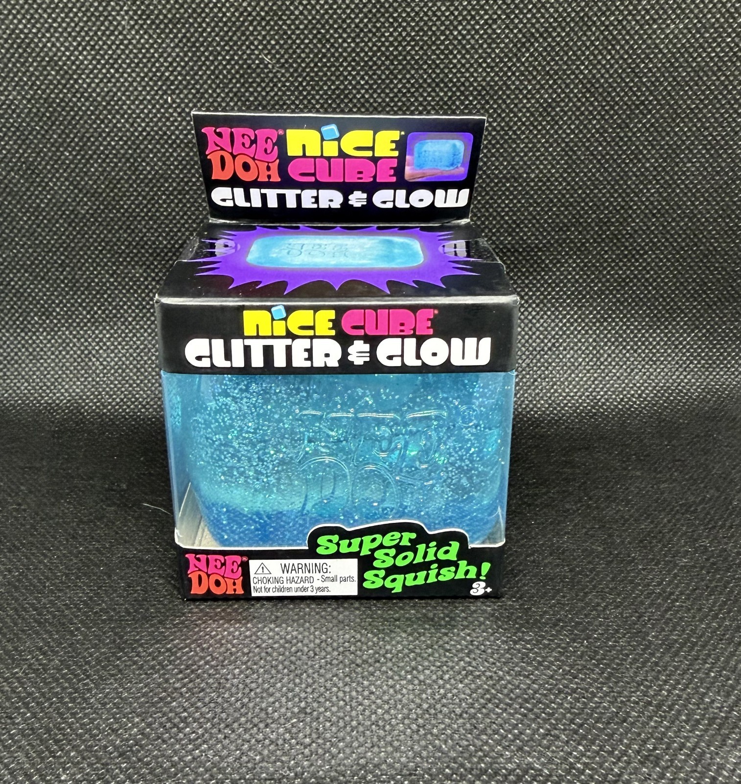 NeeDoh Nice Cube Glitter and Glow Nee Doh Squishy BLUE NEW