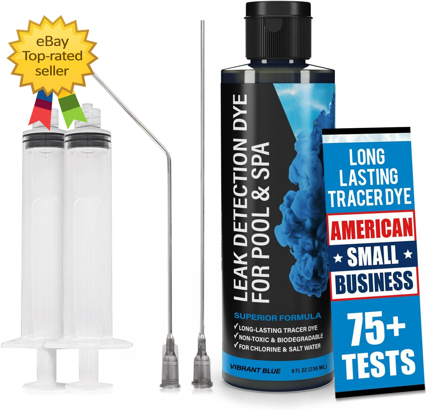 Pool Leak Detection Dye Kit  75+ Tests  2 Stainless Steel Precision Applicators