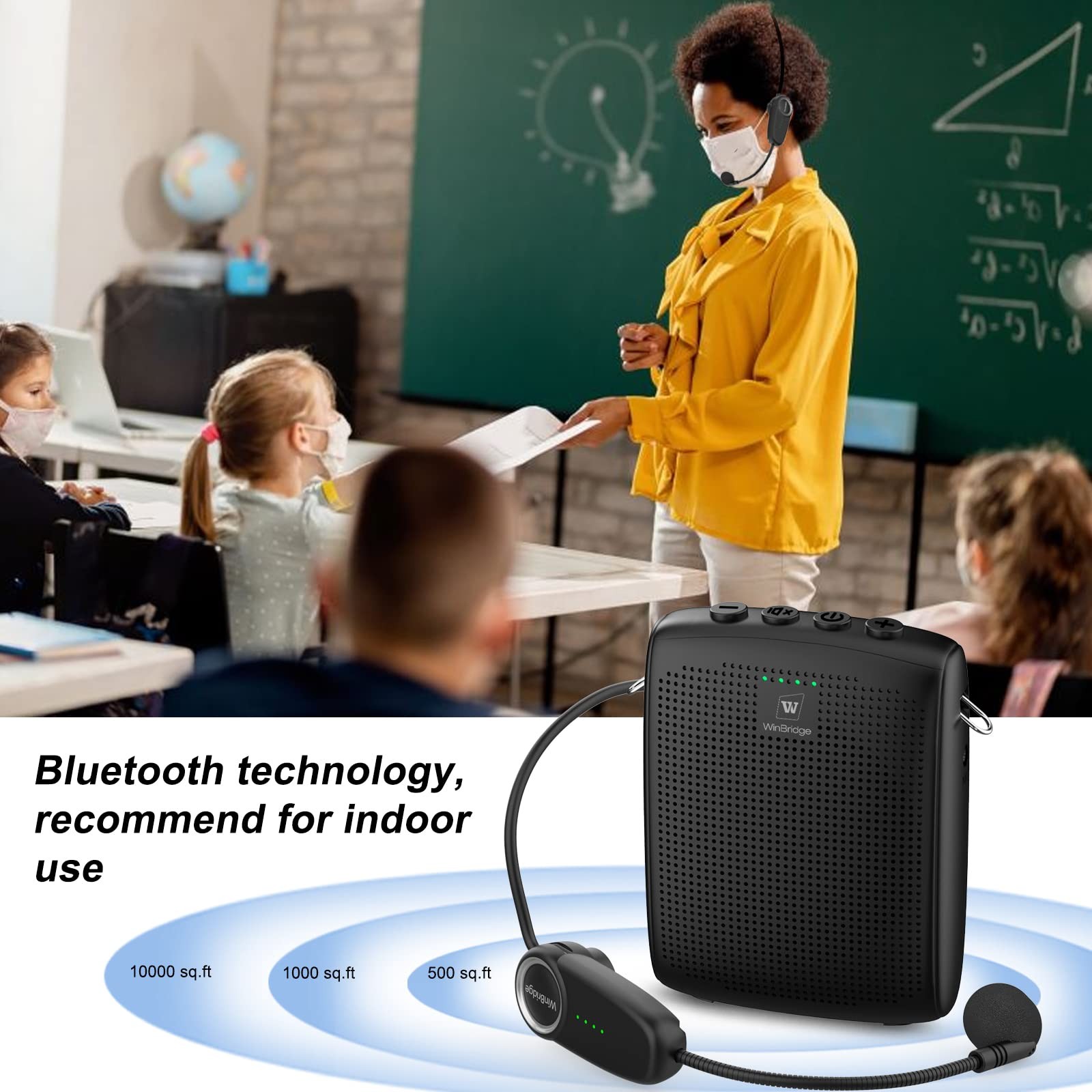 WinBridge Voice Amplifier with Bluetooth, Portable Speaker and Microphone Set...
