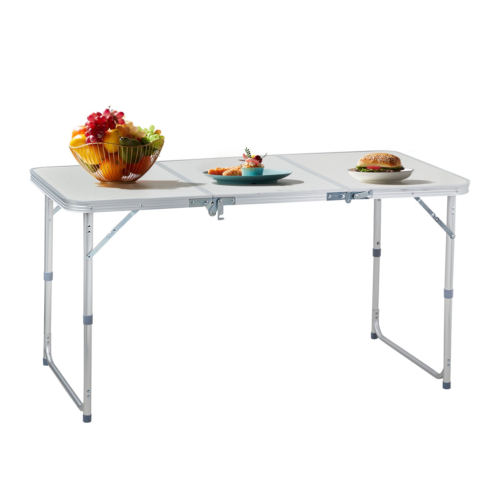 Aluminum Folding Table 4FT Portable Indoor Outdoor Picnic Camping Table Silver