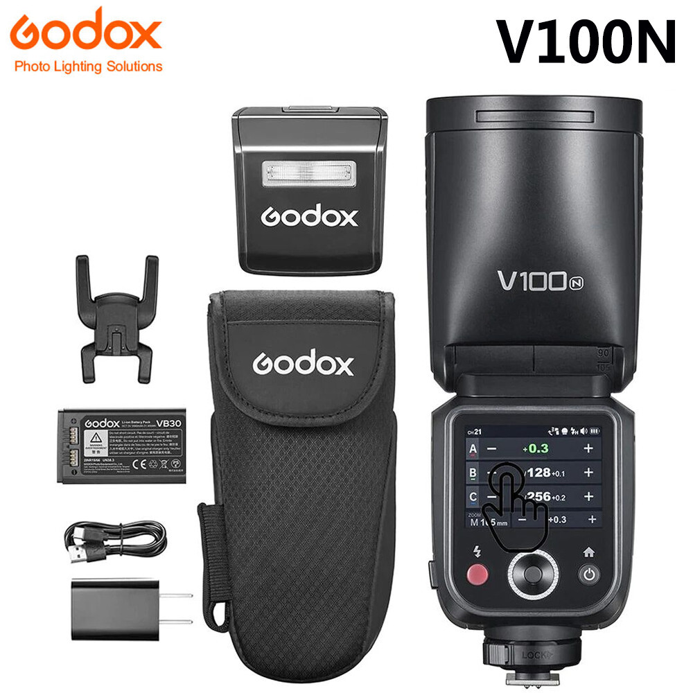 US Godox V100N 100Ws TTL Round Head Camera Flash TouchScreen Speedlite for Nikon