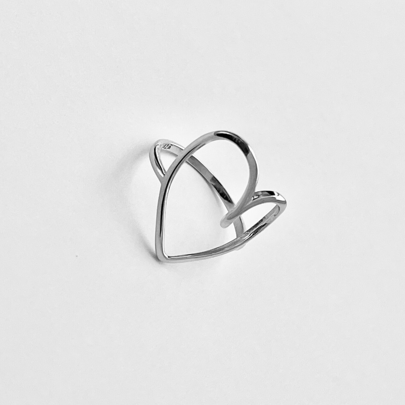Sterling Silver Big Open Heart Ring, Delicate Ring, Silver Rings, Love Ring