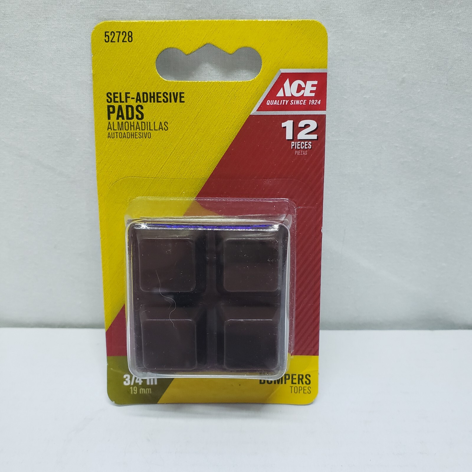 ACE Self Adhesive Pads 12 pcs. 3/4 " Square  #52728 9564 BROWN